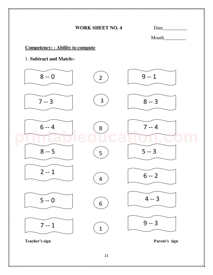 Subtract One Assessment Worksheet for Pre-K Students 1 Preschool student completing a subtract one assessment worksheet by crossing out objects