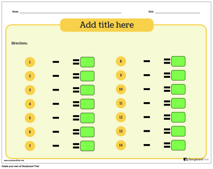 Seventh grade math worksheet featuring practice problems on subtracting positive and negative integers