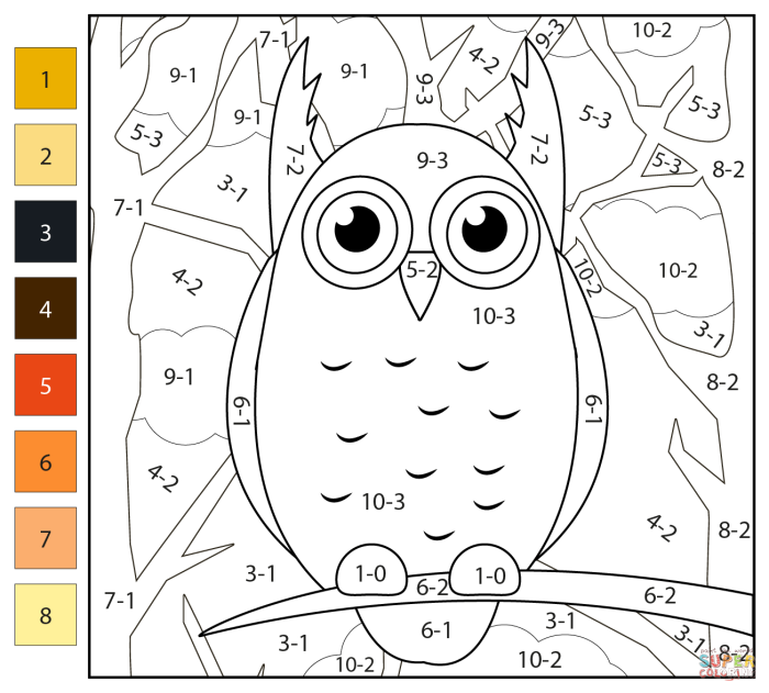 Elephant in distress needs help regaining his colors through subtraction in this first-grade worksheet