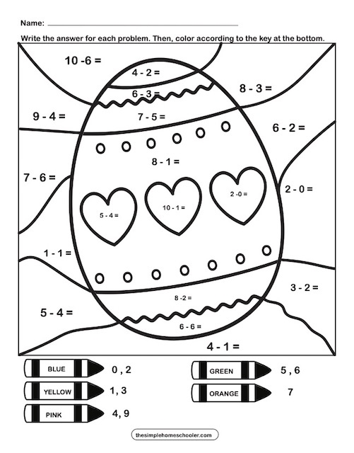 A fun Subtraction Color by Number worksheet featuring a colorless elephant needing help from first graders. Help the elephant regain his colors by solving subtraction problems!