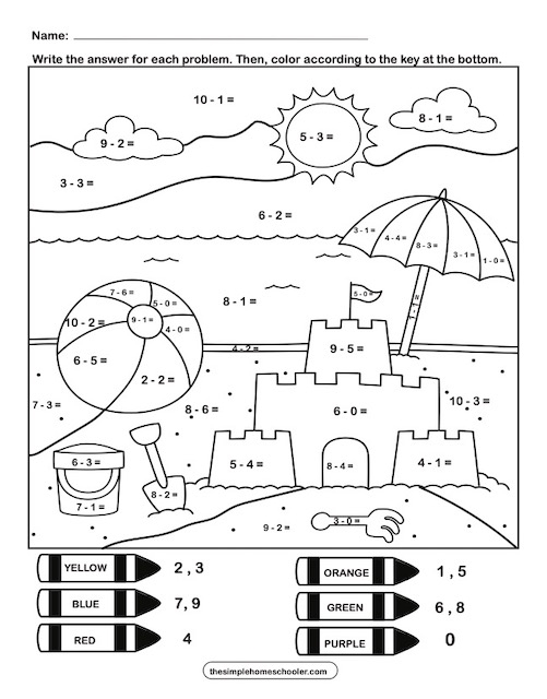 Elephant in need of color restoration through subtraction in a fun worksheet