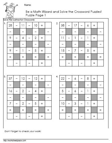 Engaging crossword activity for mastering subtraction concepts in a fun way Subtraction crossword worksheet designed for second graders to practice two-digit subtraction skills