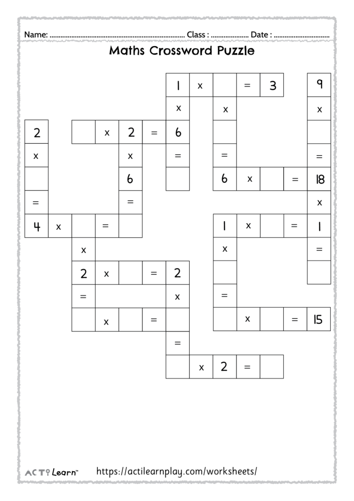 Engaging subtraction crossword activity for young learners in grade two Subtraction crossword worksheet designed for second graders to practice two-digit subtraction skills