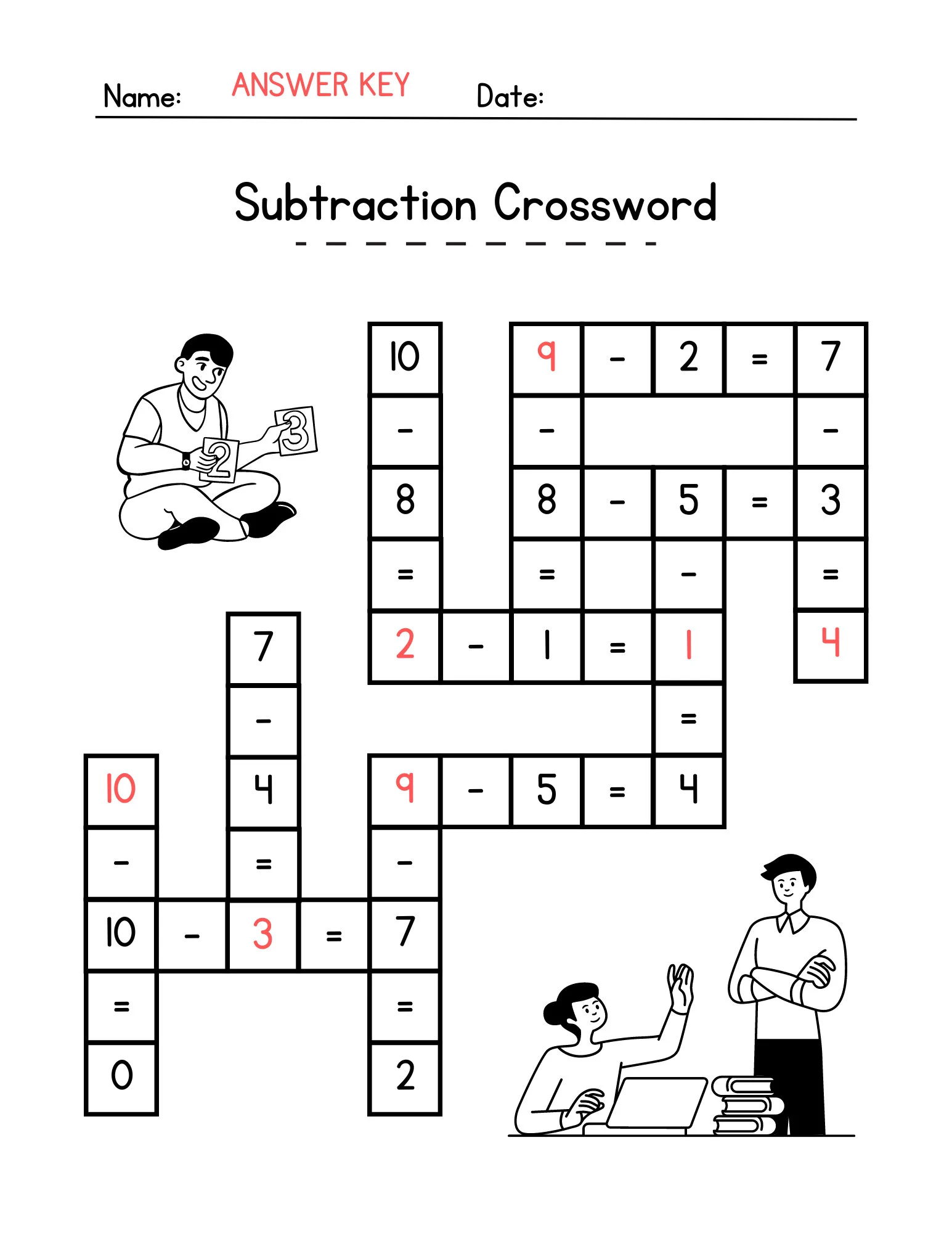 Engaging crossword activity to practice subtraction skills in a fun way Subtraction crossword worksheet for second graders focusing on two-digit problems