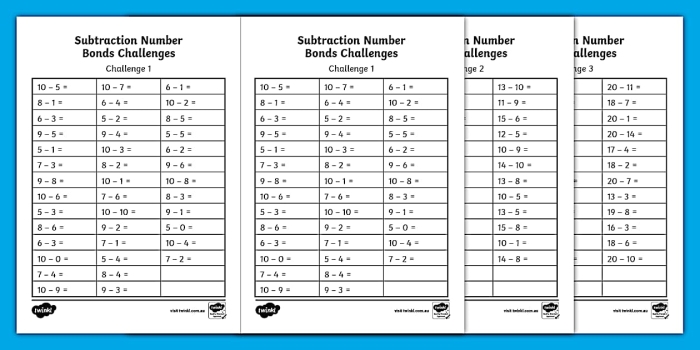 Second grade student completing a subtraction within 20 check-in math worksheet