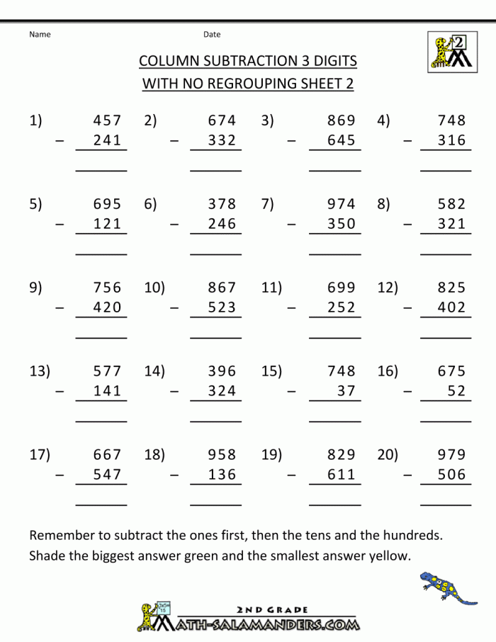 Subtraction worksheet for Second Grade Olga the Octopus guides second graders in solving two-digit subtraction problems with regrouping. Subtraction with Regrouping: Fun Octopus Math Worksheet for Kids