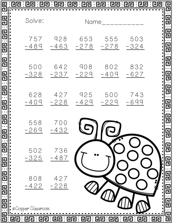 Subtraction with Regrouping: Focus on the Fundamentals worksheet image Worksheet on subtraction with regrouping for fourth graders