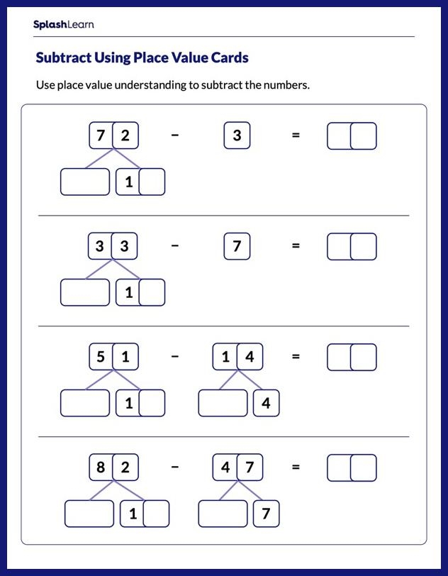 Second Grade Subtraction Worksheet featuring Olga the Octopus and regrouping exercises Olga the Octopus assists second graders in solving two-digit subtraction problems with regrouping