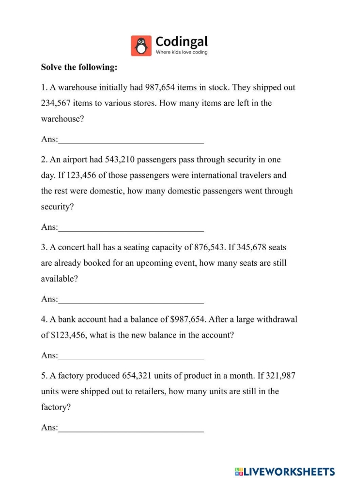 Subtraction Word Problems Worksheet for Grade 1 Students First grade student completing a subtraction word problems worksheet