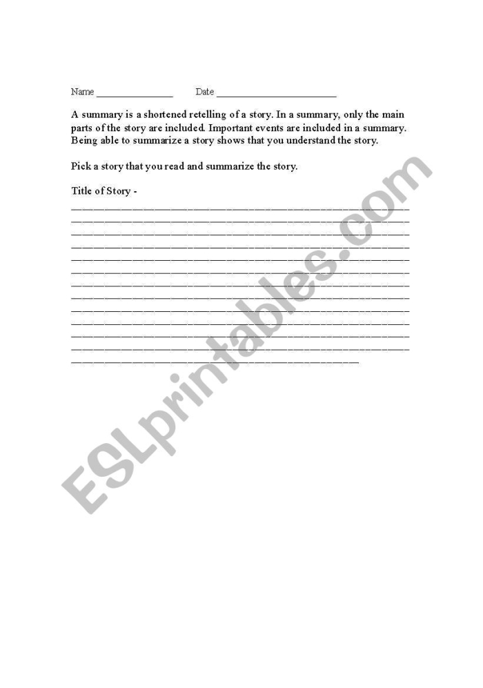 Third grade students engaging with the Short and Sweet Summaries worksheet, applying the "Somebody Wanted But So Then" method. Educational activity focused on enhancing reading comprehension through summarization techniques.