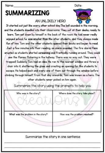 Graphic organizer worksheet for summarizing key ideas in nonfiction texts for sixth graders