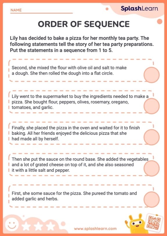 Second grade student completing a Summer Fun story sequencing worksheet activity