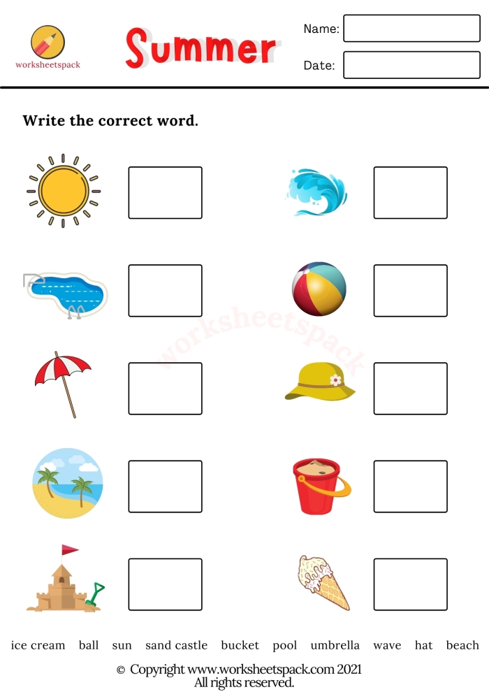 Summer Grammar worksheet focused on adjectives and nouns for third graders. Engaging worksheet to tackle grammar challenges during the summer break.