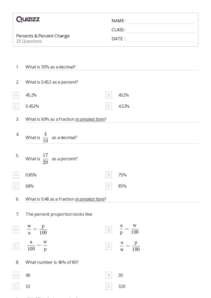 Percentage Practice Summer Sale Worksheet 19 Sixth grade students calculating discounts on summer clothing in this percentage practice worksheet
