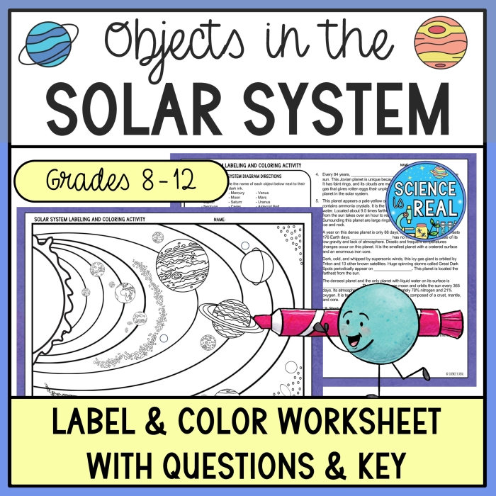 Fifth grade science worksheet featuring a labeled diagram of the Sun and vocabulary terms for students