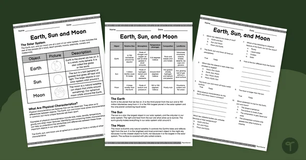 First grade earth and space science worksheet featuring cut-out sun and moon tic-tac-toe game pieces 23