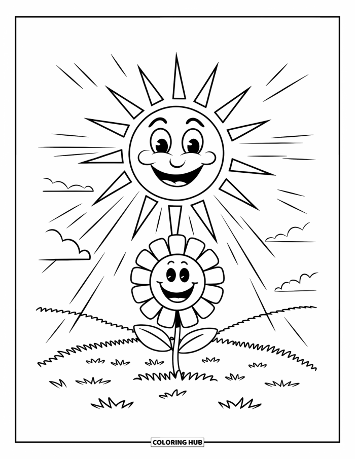 Sunny Day worksheet featuring outdoor icons for Pre-K Earth and Space science