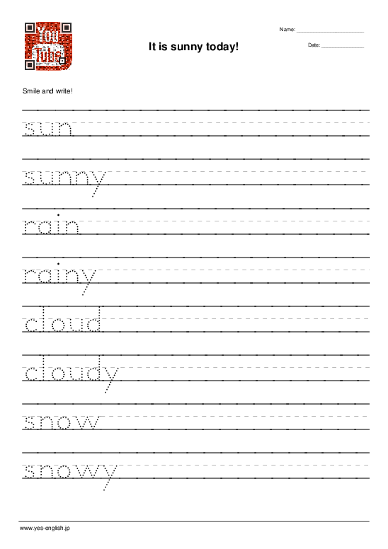 Sunny Day! worksheet featuring children playing outside under the sun