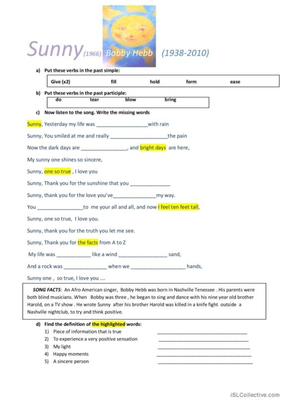 Sunny Day! worksheet featuring playful elements for children to explore a bright, sunny day