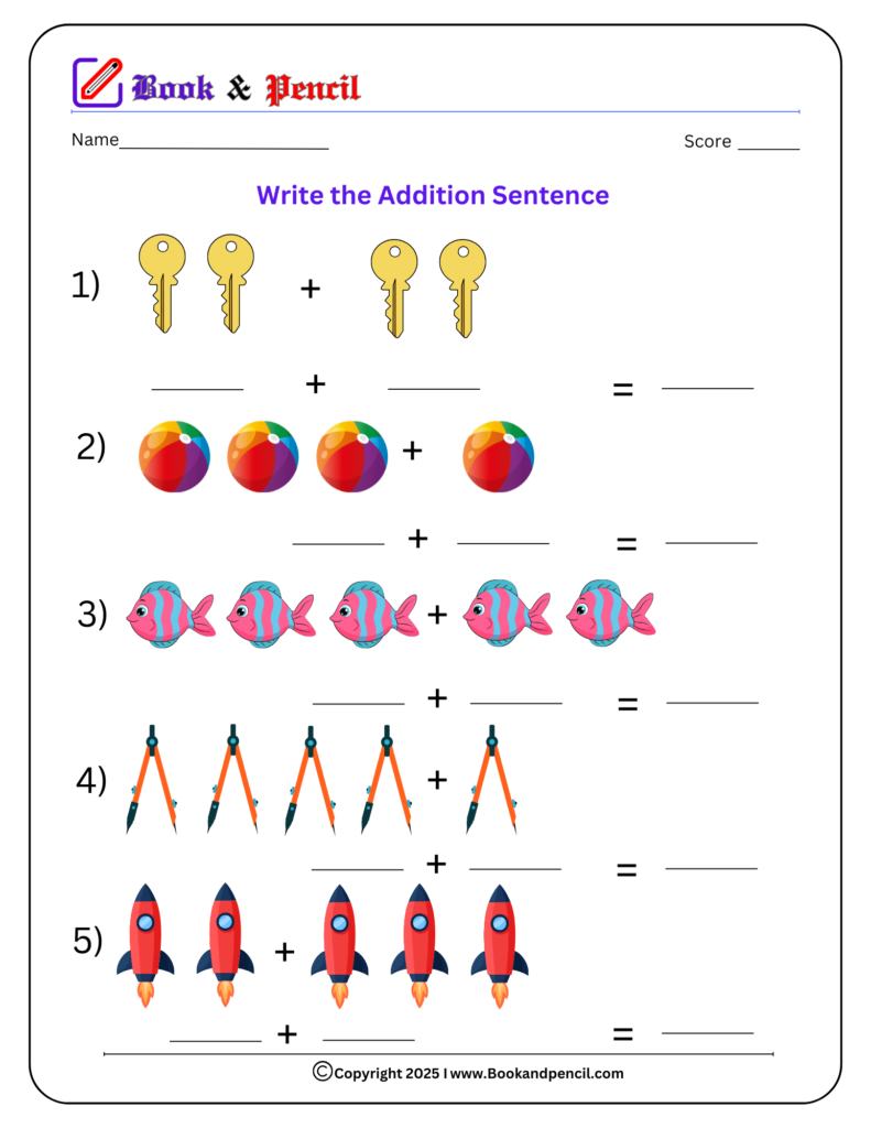 Engaging starlight-themed addition worksheet for Pre-K students Colorful Superstar Addition worksheet for preschoolers focusing on single-digit addition practice