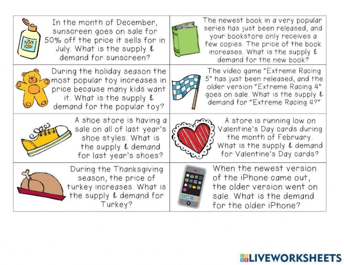 Supply and Demand worksheet for sixth graders exploring market forces