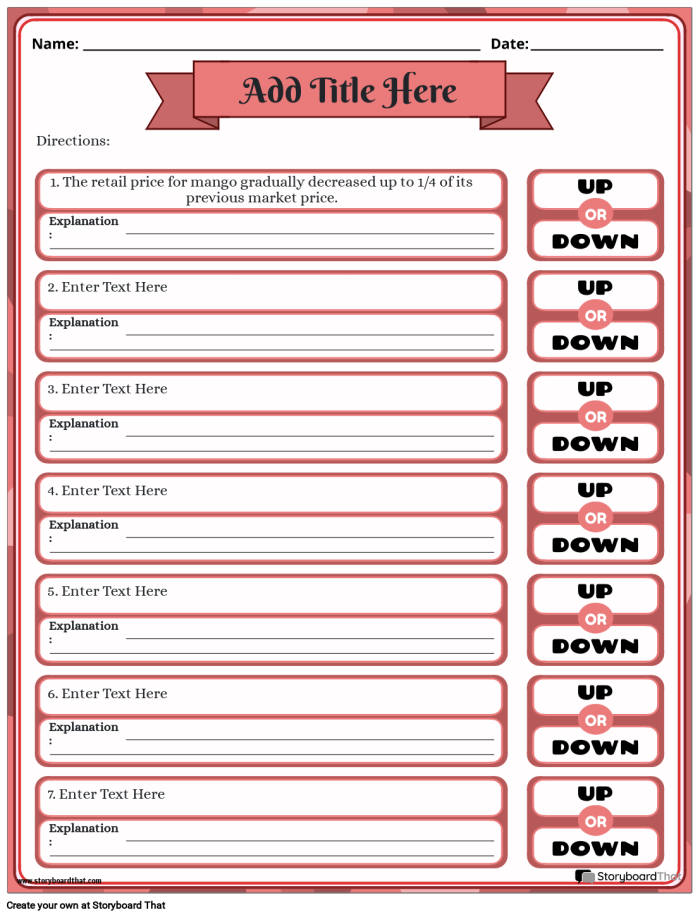 Worksheet illustrating the concept of supply and demand for sixth graders