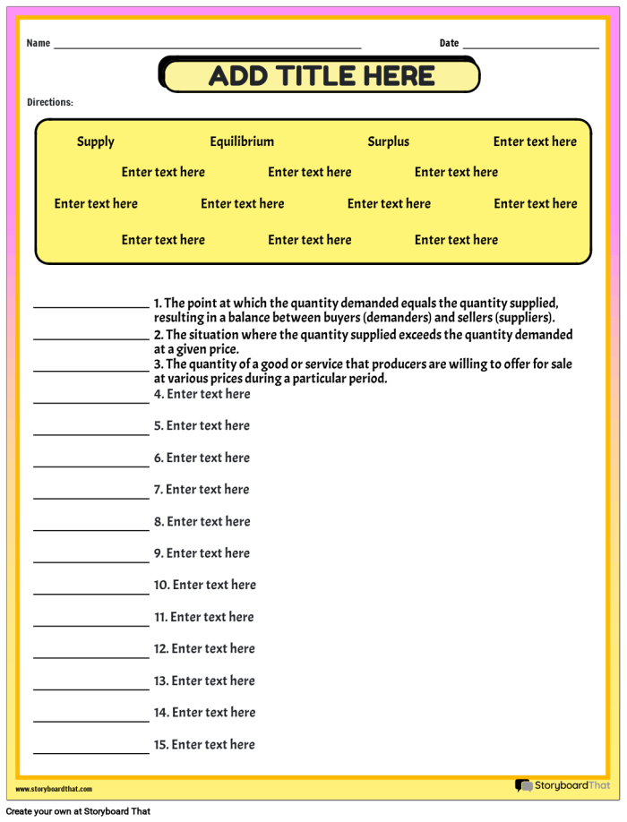 Sixth grade social studies worksheet explaining the basic principles of supply and demand