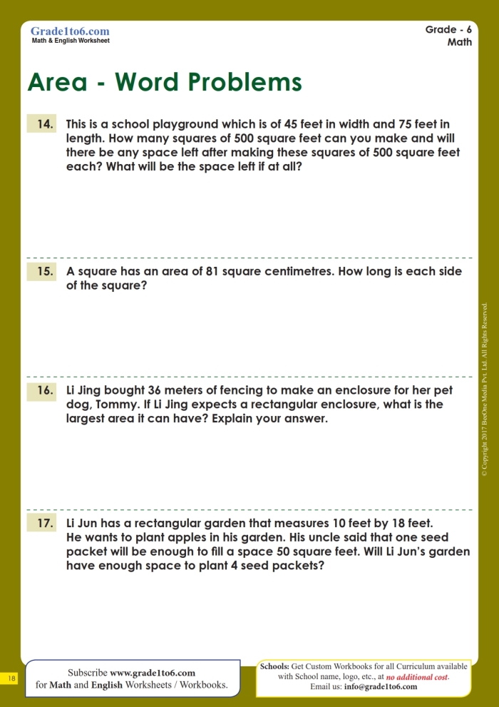 Visual representation of engaging surface area challenges in physical science Worksheet featuring surface area word problems for sixth-grade students