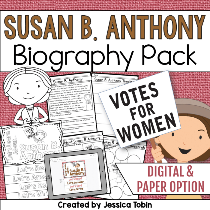 Historical Heroes Susan B Anthony Worksheet 17 Fourth grade grammar worksheet featuring a biography of Susan B. Anthony and civil rights exercises