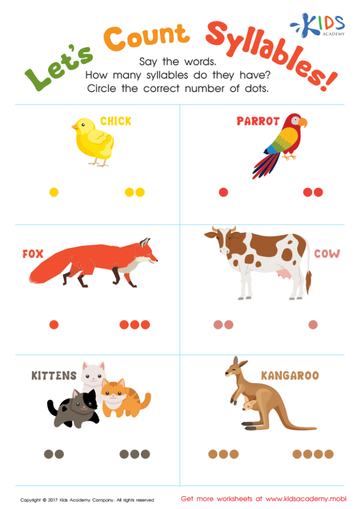 Syllable Practice: Count the Syllables Worksheet for Elementary Students Third grade students counting syllables in words and organizing them alphabetically by syllable count