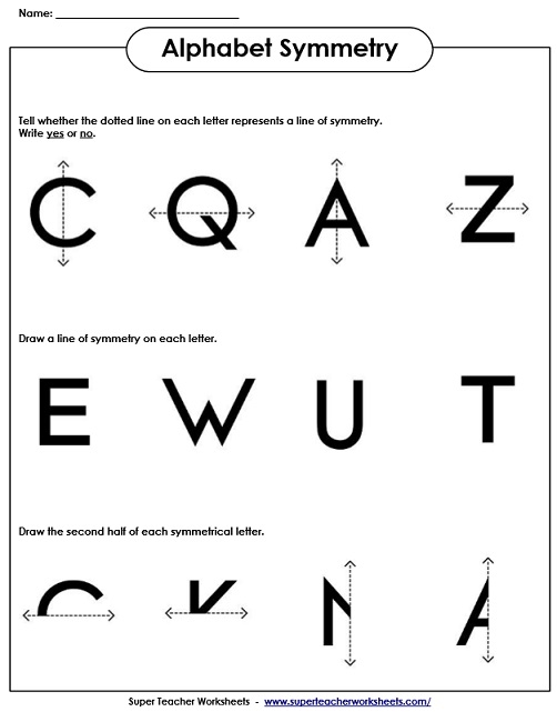 Writing worksheet for Fourth Grade Children evaluating symmetrical and asymmetrical shapes in a fourth-grade worksheet. Symmetrical Shapes Worksheet for Grade 4 Students.