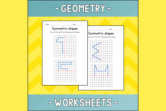 Writing worksheet for Fourth Grade Worksheet displaying six shapes for students to identify as symmetrical or asymmetrical. Symmetrical Shapes Worksheet for Fourth Grade Learning Activity.