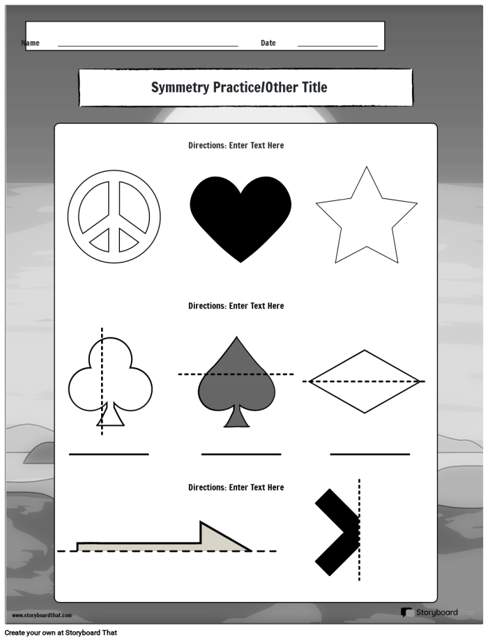 Interactive shapes symmetry worksheet for math practice in grade three Colorful worksheet featuring shapes with symmetry for third-grade students