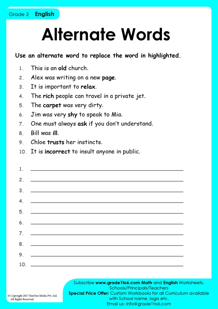 Synonyms are Fun worksheet for third graders focusing on vocabulary skills in geometry