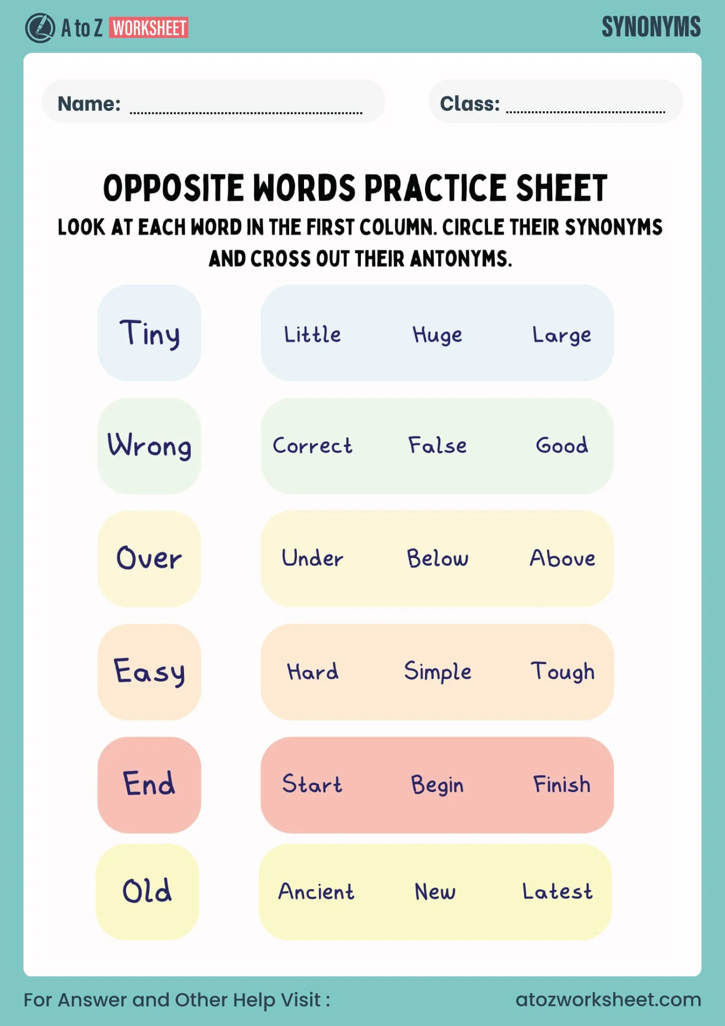 Worksheet featuring the Synonyms are Fun activity for third graders in Geometry