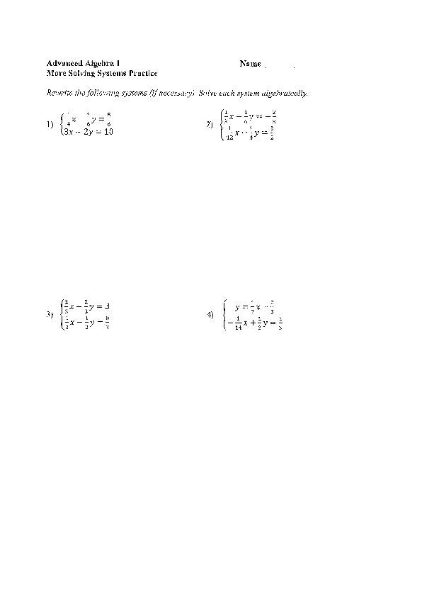Solving Systems of Equations: Any Method worksheet for Eighth Grade