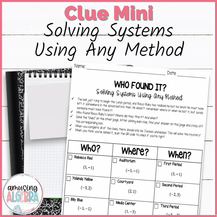 Solving Systems of Equations: Any Method worksheet for Eighth Grade