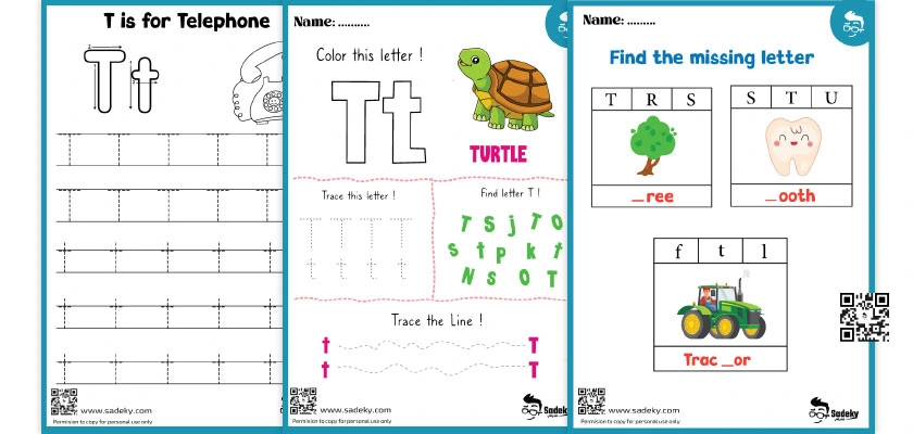 Life Science worksheet for Pre-K Colorful "T Is For..." worksheet designed for preschoolers to learn the alphabet and practice letter sounds. Engaging activity for young learners to enhance their reading and coloring skills.