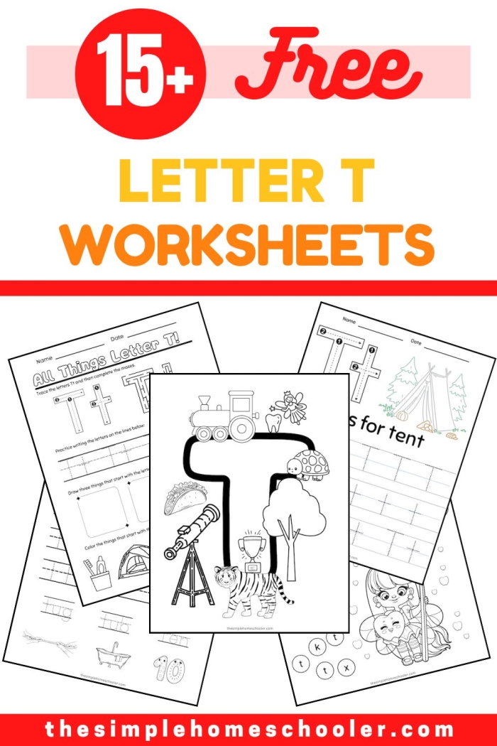 Fun T Is For... worksheet designed for early childhood alphabet practice Worksheet featuring the letter T for preschoolers to color and learn sounds