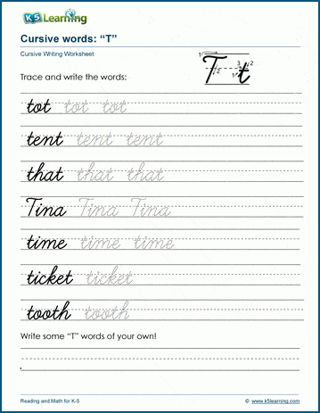 Worksheet featuring items that begin with T for phonics practice
