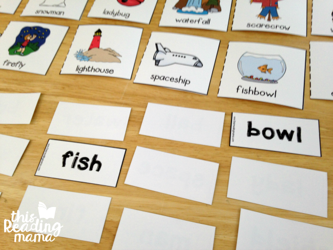 Cut-and-paste worksheet for teaching compound words to kindergarten students