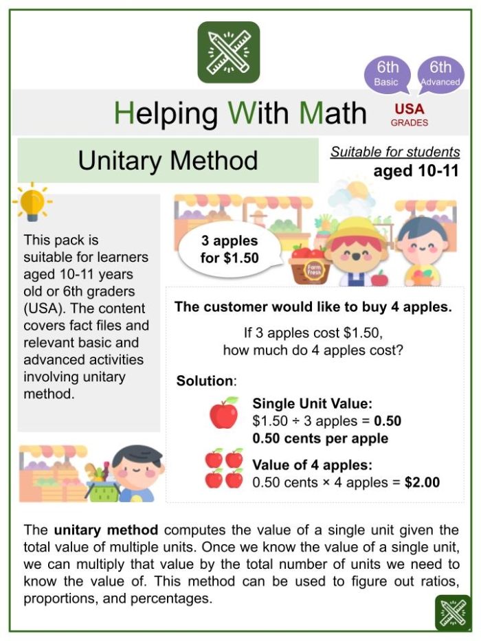 First grade math worksheet showing a tally chart to count various vegetables at a farmers market