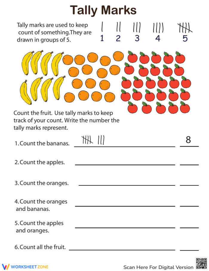 Tally Marks: Keep the Count! worksheet for fun and learning in geometry Worksheet featuring tally marks for second graders to practice counting