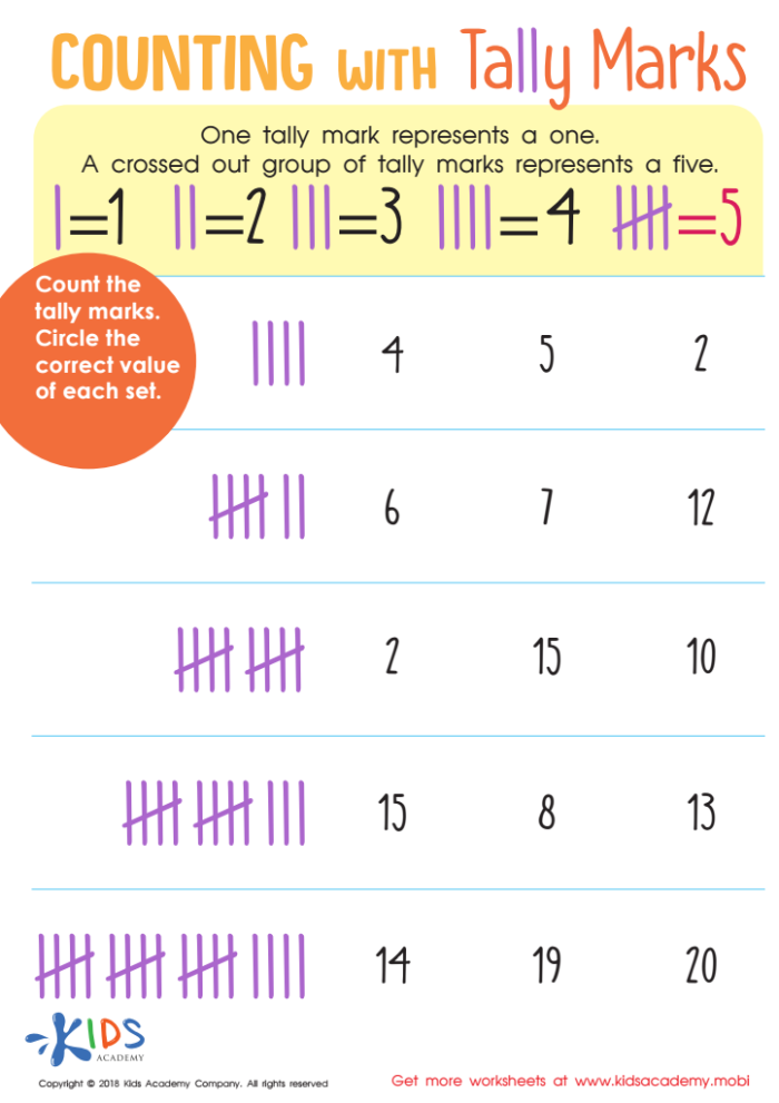 Engaging Tally Marks: Keep the Count! worksheet for family game night scoring Tally Marks worksheet designed for second graders to practice counting skills