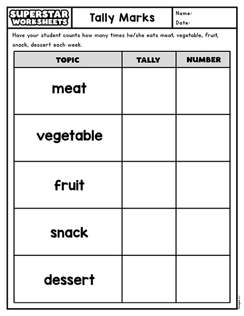 Engaging Tally Marks: Keep the Count! worksheet for family game nights Tally Marks worksheet for second graders to practice counting and scoring skills