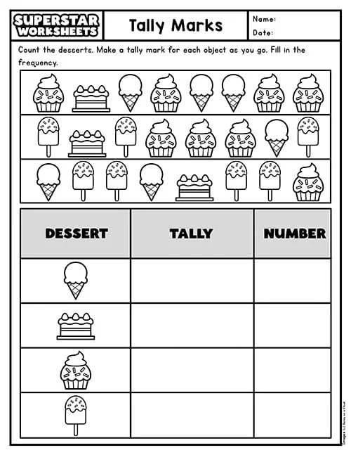Engaging Tally Marks: Keep the Count! worksheet for family fun Tally Marks worksheet for second graders to practice counting skills