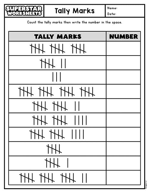 Tally Marks: Keep the Count! worksheet for engaging geometry practice in second grade A colorful worksheet designed for second graders to practice tally marks and counting skills