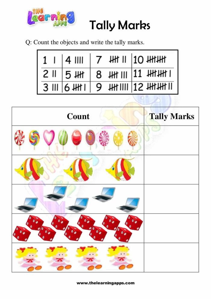 First grade student practicing tally marks with vegetable pictures on the Farmers Market data worksheet