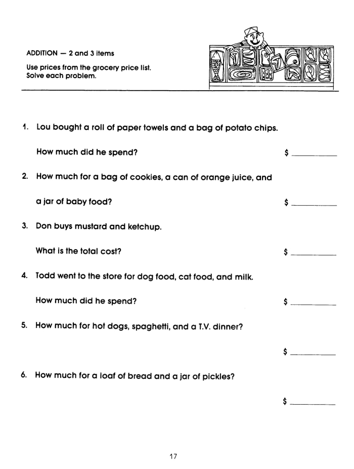 A first grade student counting various market vegetables on the Tally Time worksheet
