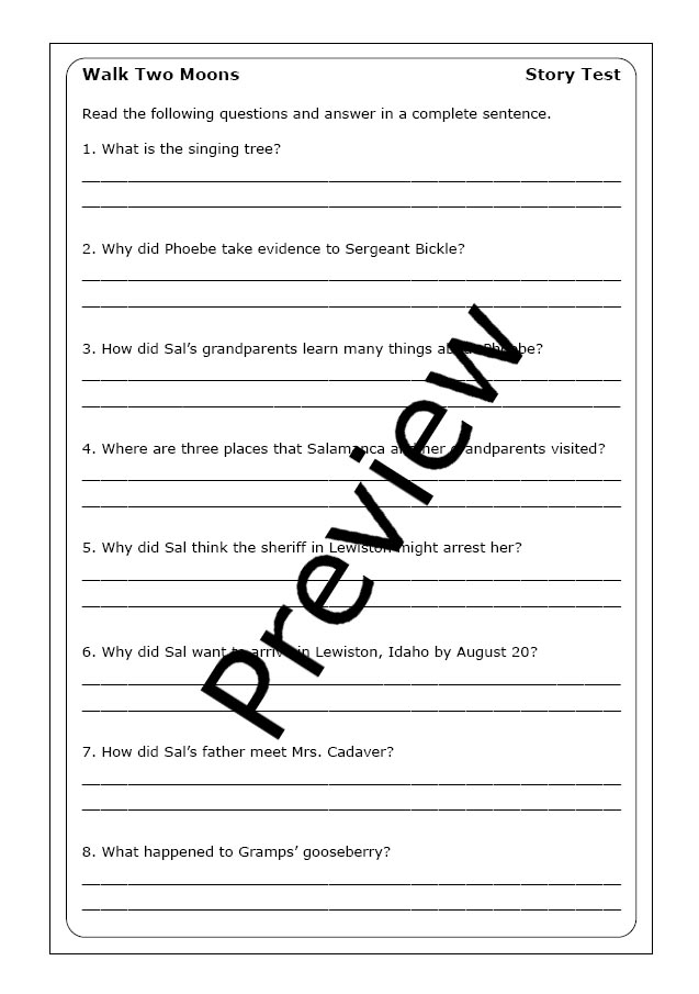 Targeted Reading Skills Practice: Cause and Effect in Walk Two Moons Worksheet Image 19 Worksheet featuring cause and effect exercises from Walk Two Moons for fifth graders
